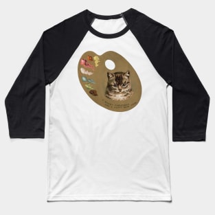 Cat on paint pallet wishing a merry christmas Baseball T-Shirt